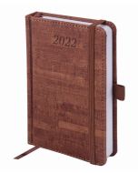 Ежедневник датированный 2022 МАЛЫЙ ФОРМАТ 100х150мм А6, BRAUBERG Wood, под кожу, коричневый