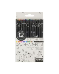 Ручки-лайнеры Альт Sketch&Art Black Edition 12цв. 0.36мм